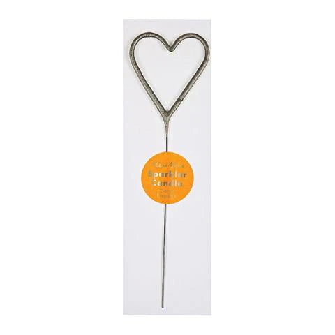 Meri Meri Silver Sparkler Heart Candle Large