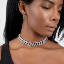 Load image into Gallery viewer, Edgy Cuban Crystal Adjustable Choker Chain Necklace silver
