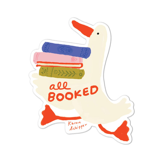 All Booked Duck Sticker - Book Lover Vinyl Sticker