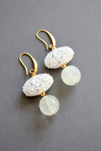 Load image into Gallery viewer, ISLE18 Vintage milk glass and quartz earrings
