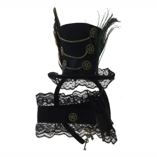 Black Steampunk Mini Top Hat and Choker