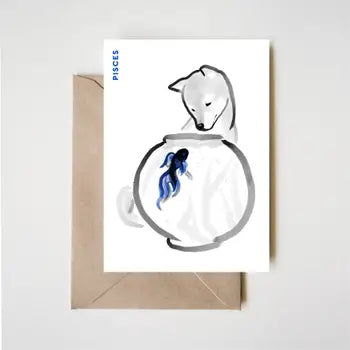 Pisces Horoscope Shiba Sumi-E Ink
