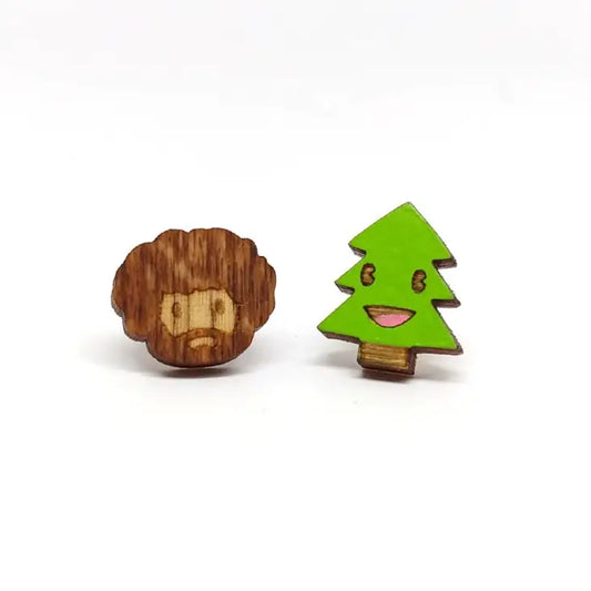 Painter And Friend Bob Ross Earrings