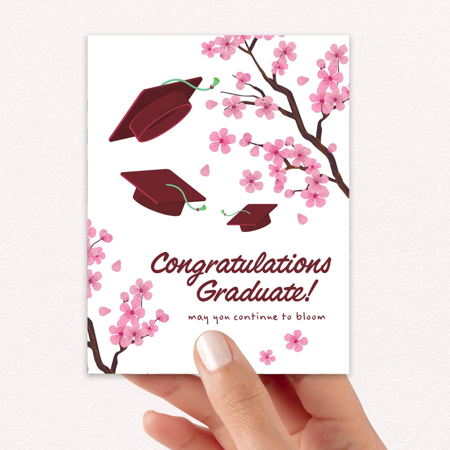 Cherry Blossom Graduation Card | Pink Japanese Flower Congrats
