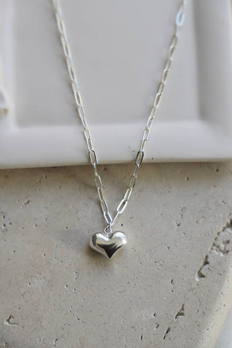 MINI PAPERCLIP PUFF HEART NECKLACE - Front & Company: Gift Store