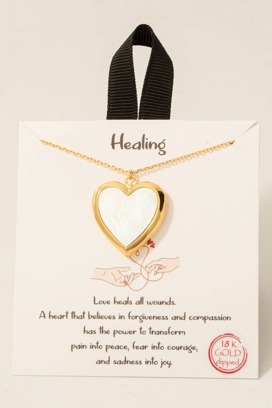 Gold Dipped Mother Of Pearl Heart Pendant Necklace