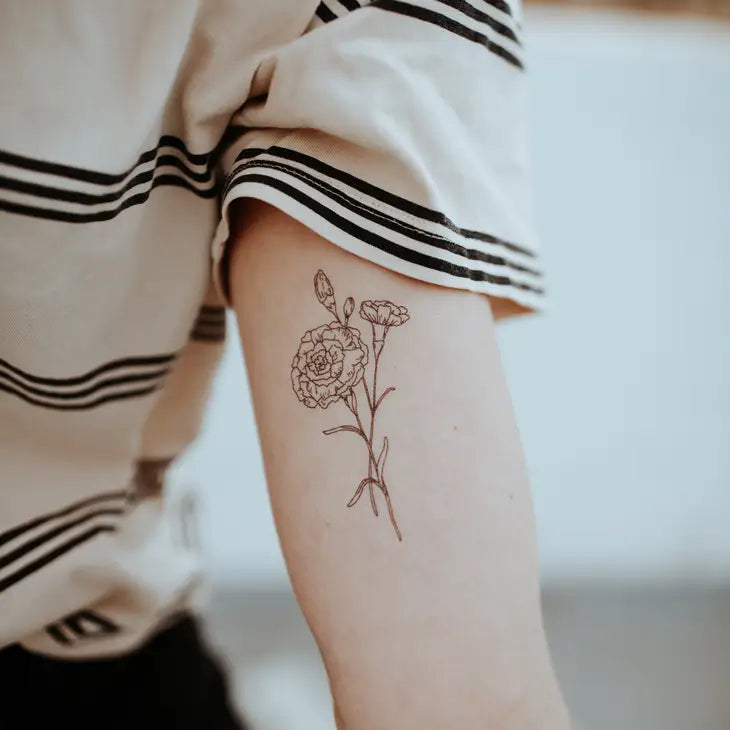 January Birth Flower - Carnation Temporary Tattoos