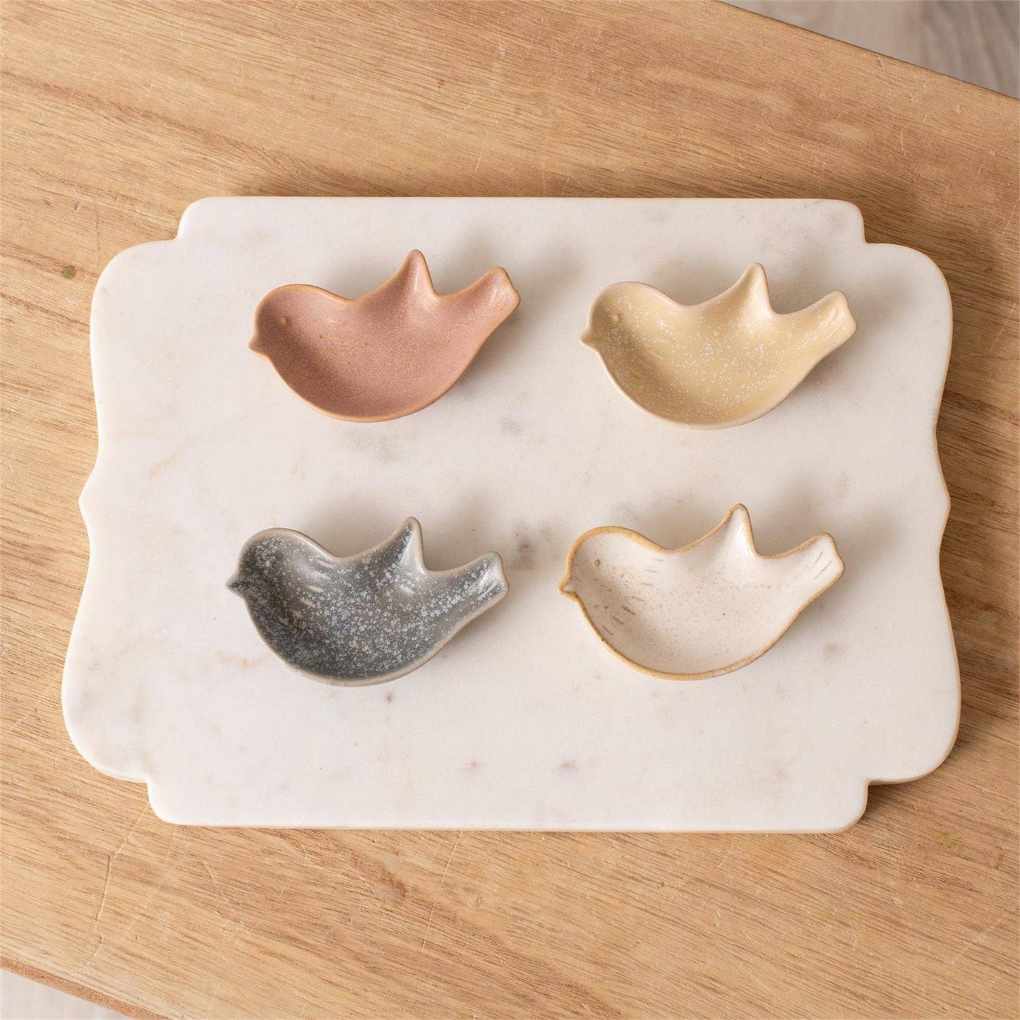 Mini Reactive Glaze Bird Trinket Trays Assorted