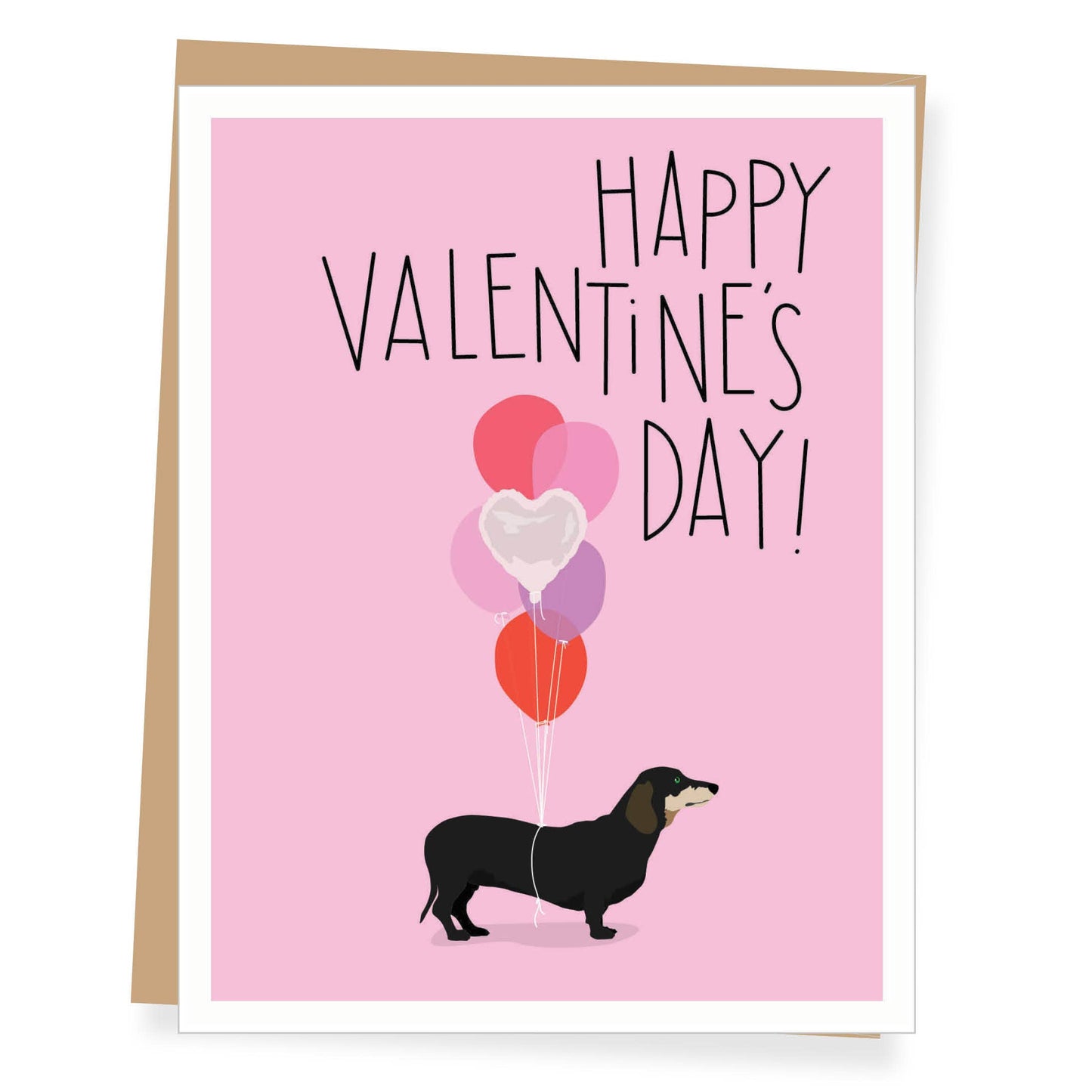 Dachshund with Balloons Valentine's Day Card