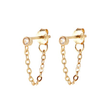 Load image into Gallery viewer, Chain Stud Earrings with White Topaz
