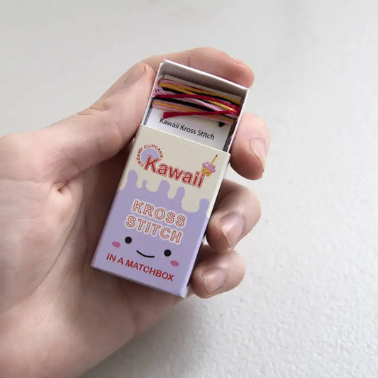 Kawaii Cup Cake Mini Cross Stitch Kit in A Matchbox