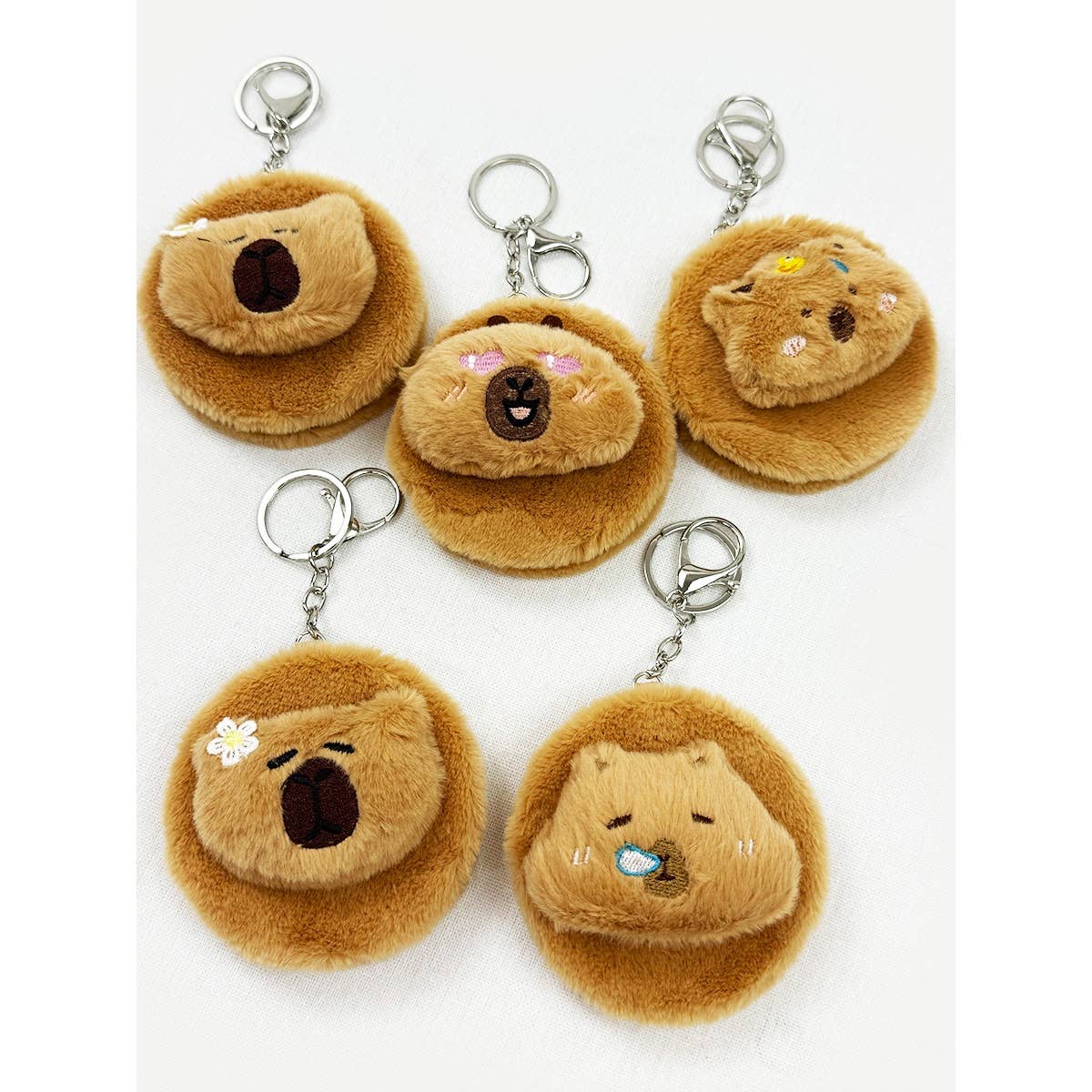 Capybara Plush Compact Mirror with Key Ring