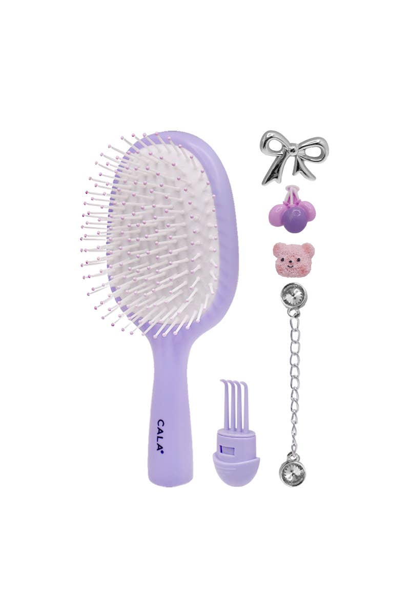 Purple Bristle Bitz Charm Hair Brush