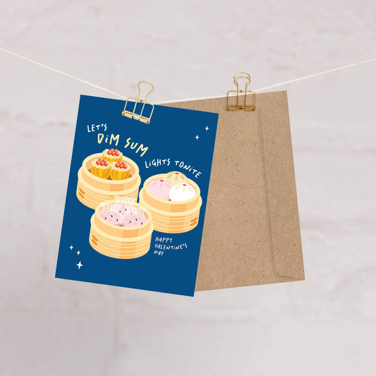 Dim Sum Lights Valentine's Day Card | Funny Steamer Trio