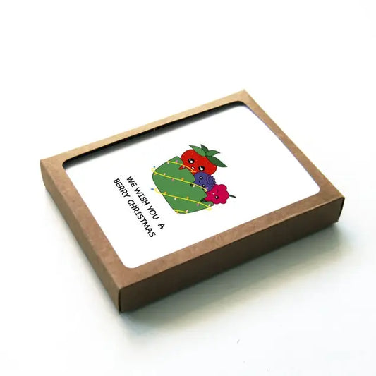 Boxed Set of 5 "We Wish You A Berry Christmas" Cards