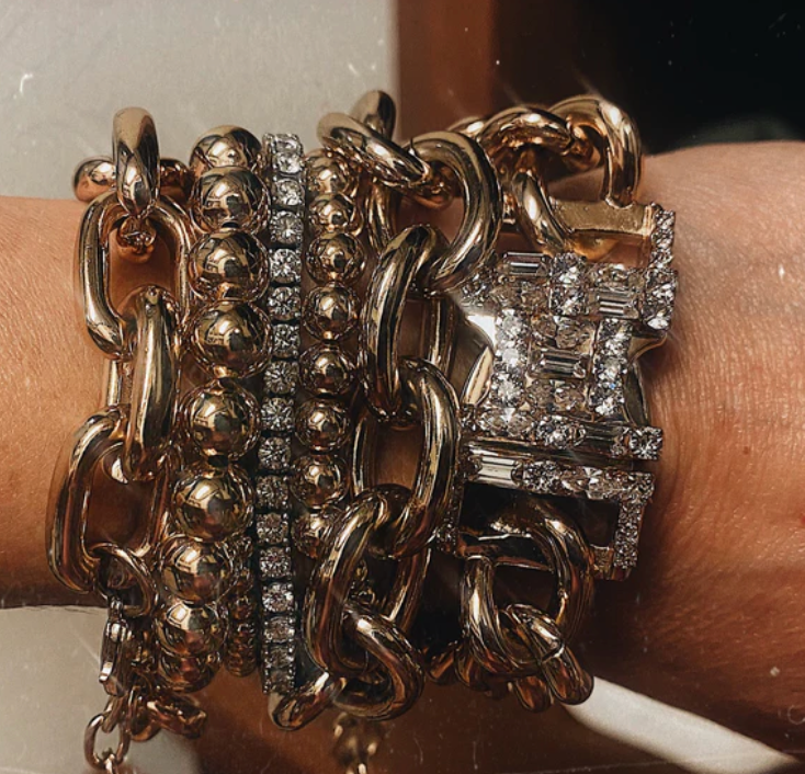 Gold Beads Bracelets- 14K Gold Steel Bead Stretch Bracelets