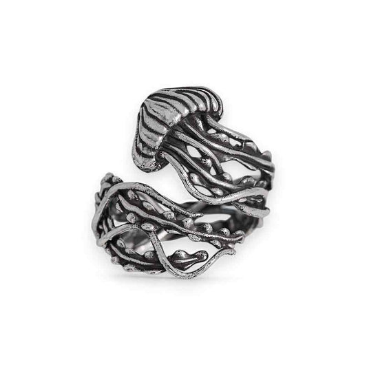 Sterling Silver or Bronze Adjustable Jellyfish Ring
