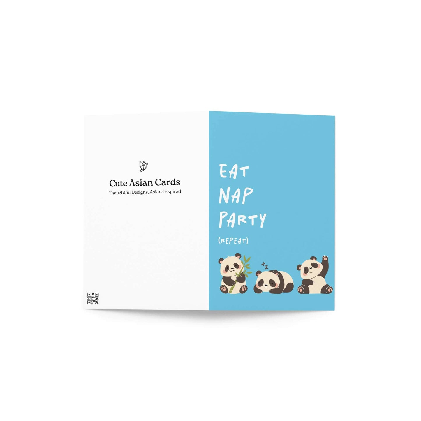Eat Nap Party Birthday Card | Funny Aesthetic Chinese Panda Greeting Cards