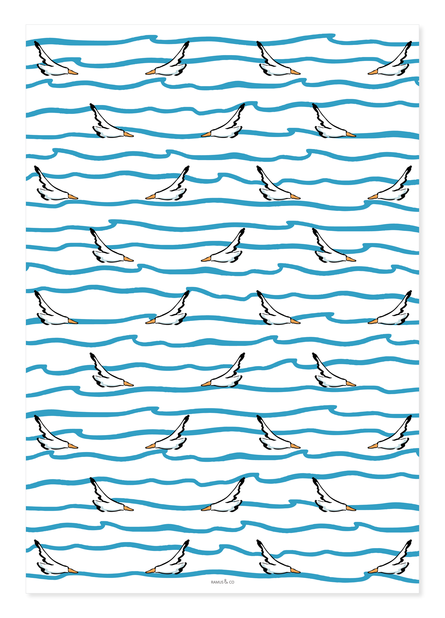 Seagulls and Waves Gift Wrap Double-Sided
