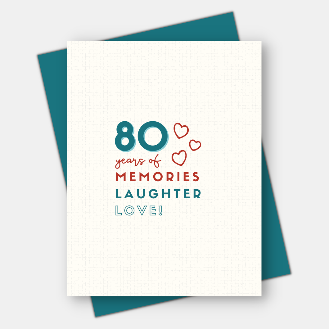 Years of memories birthday card 50, 60, 70, 80, 90, 100th: 80th birthday