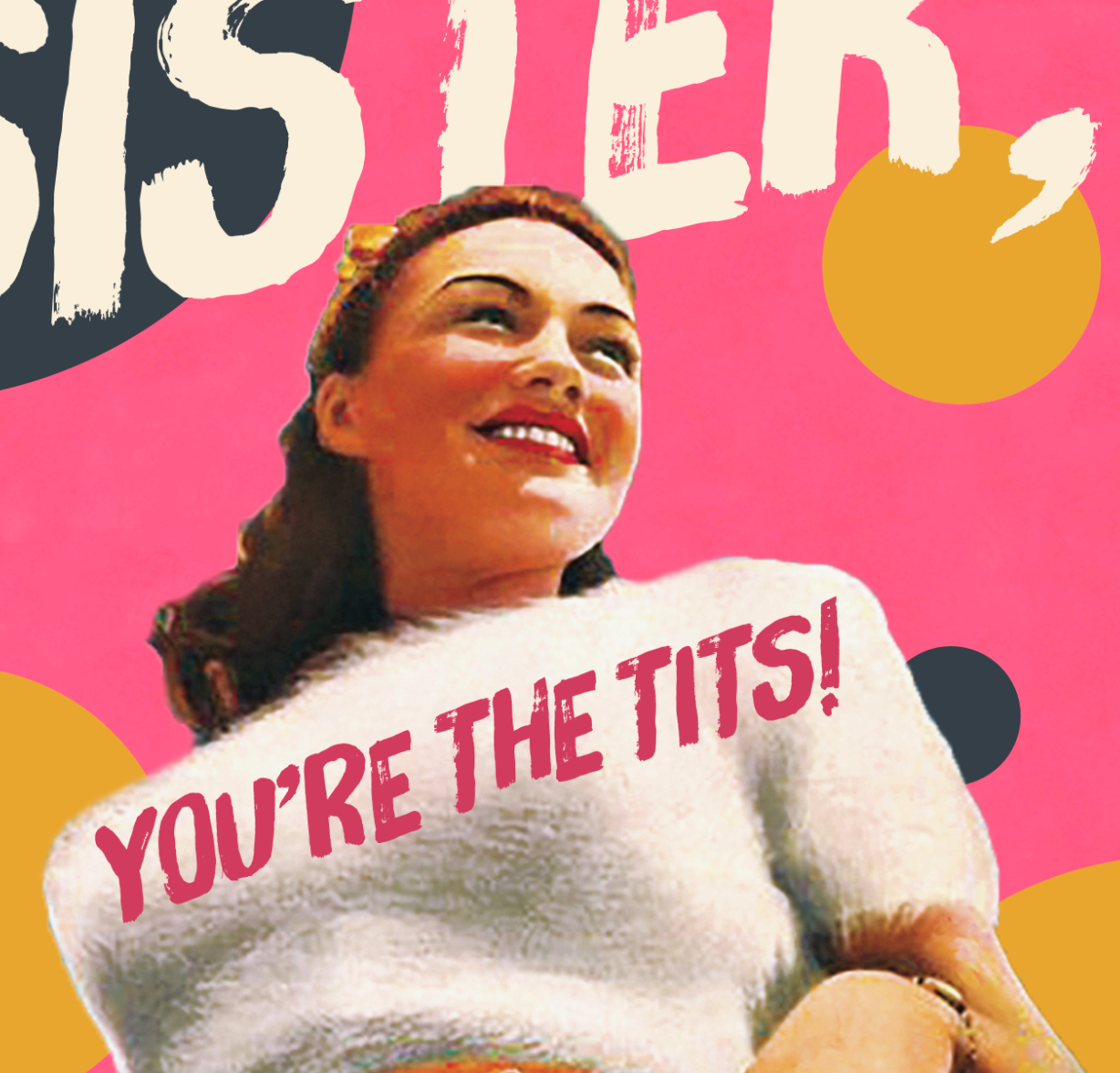 PINK TITS sister, encouragent card