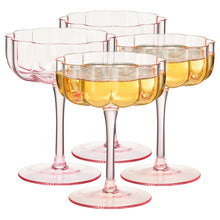 Load image into Gallery viewer, Elegant Flower  Champagne &amp; Cocktail Coupes - Pink Set of 4
