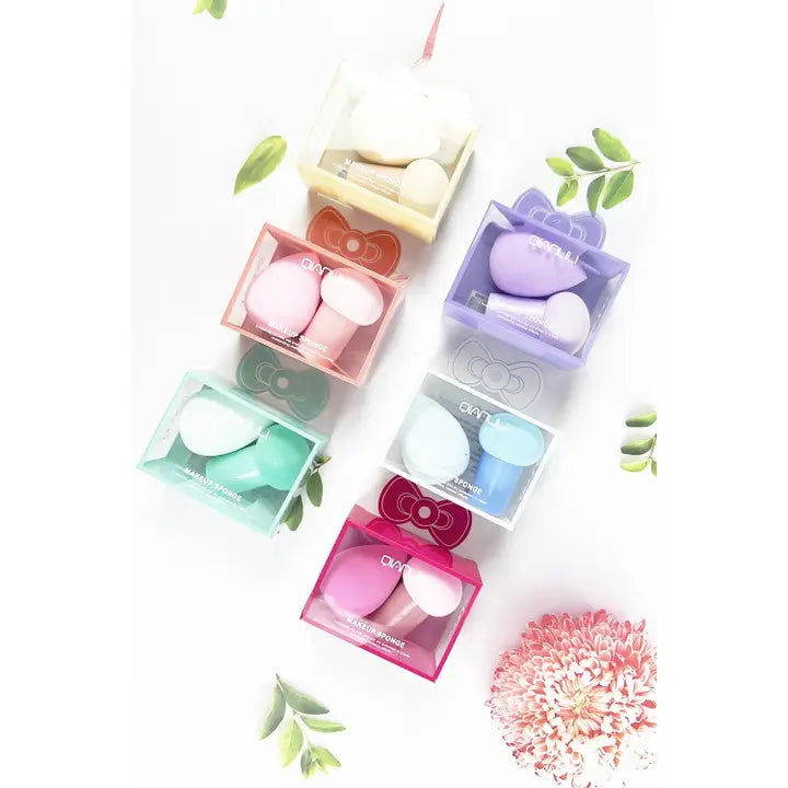 2 Pcs Pastel Colour Beauty Blender Sponge With Teardrop Mushroom
