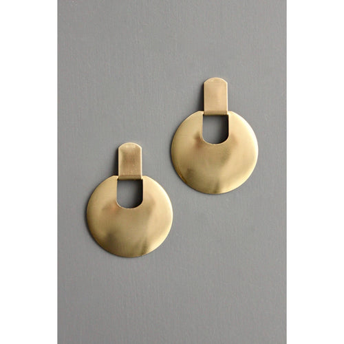 BKNE78 Geometric round brass post earrings - Front & Company: Gift Store