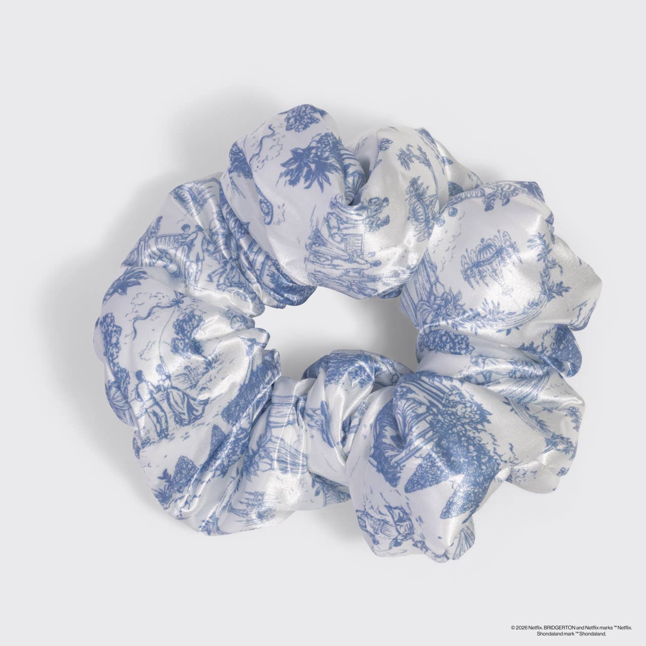 Bridgerton x Kitsch Satin Pillow Scrunchies in Toile in Bloom
