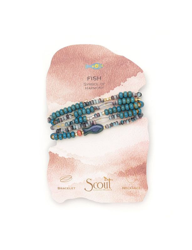 Ceramic Bead Wrap Harmony/Fish/Gold&Silver