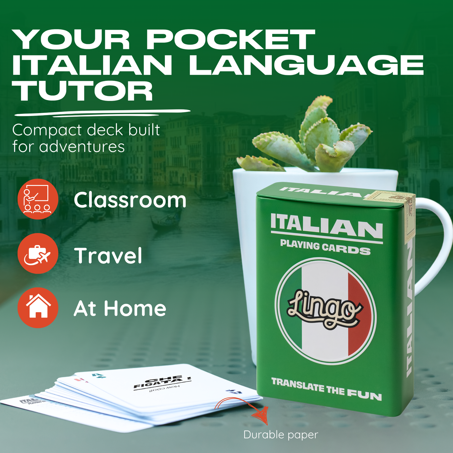 Italian Travel Playing Cards in Tin Travel Case