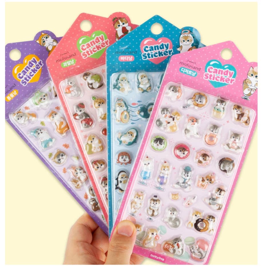 Mofusand Candy Deco Sticker - Puffy 3D Cat Sticker Collection