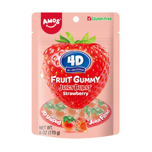 Amos 4D Fruit Gummy Juicy Burst Strawberry 6oz - Front & Company: Gift Store