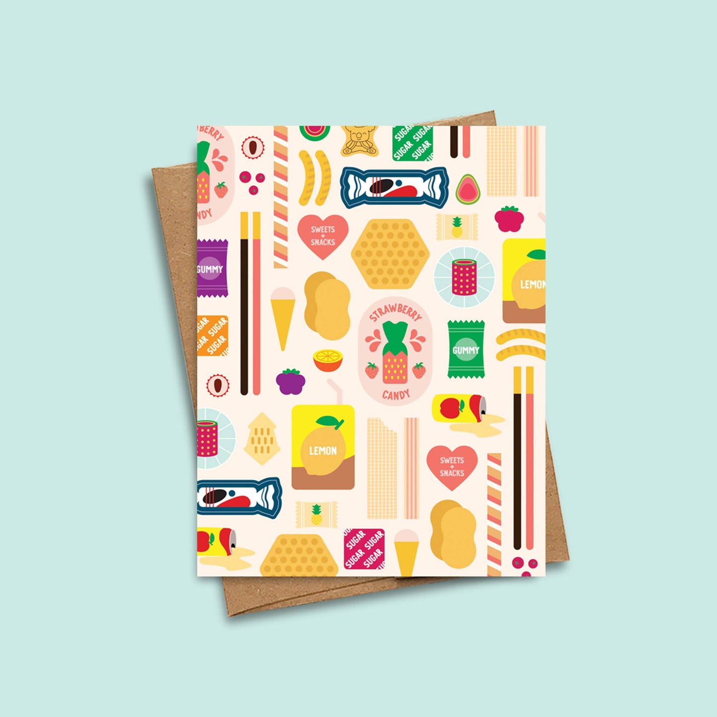 Sweets and snacks assorted card set