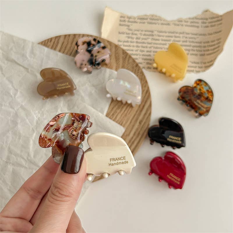 Chic Heart-Shaped Small Acetate Hair Claw Clips