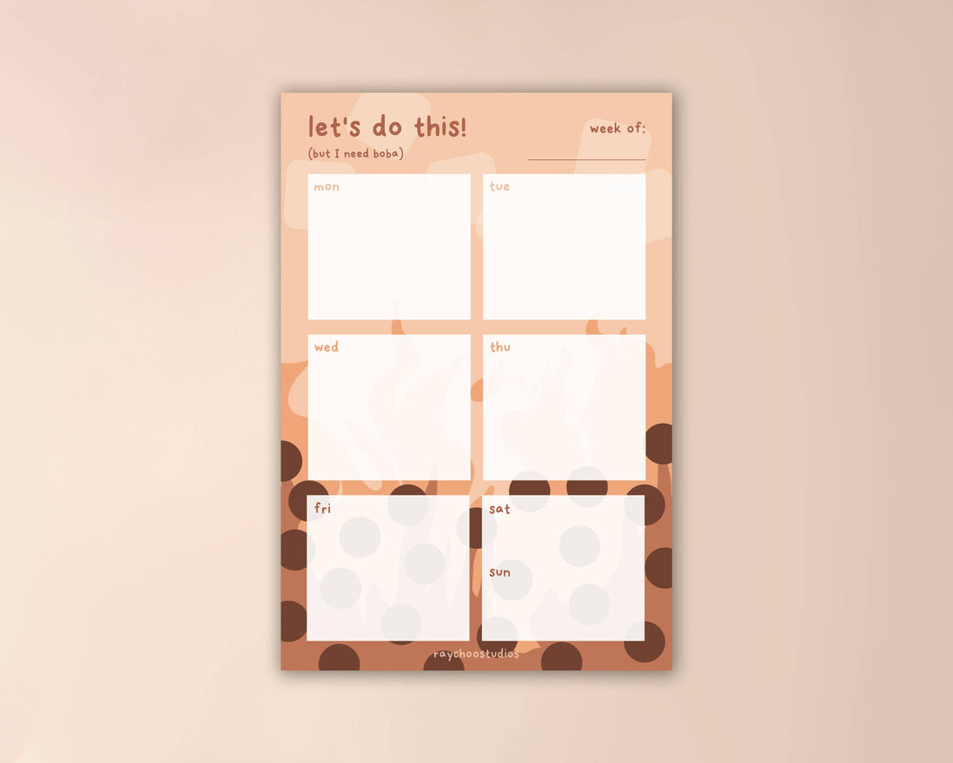 Boba Weekly Planner Notepad