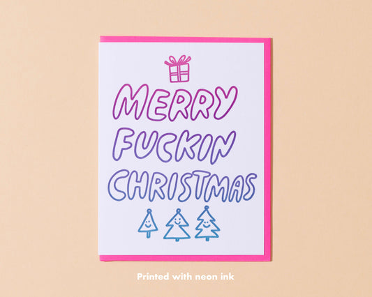 Merry Fuckin' Christmas Letterpress Greeting Card- Made in USA