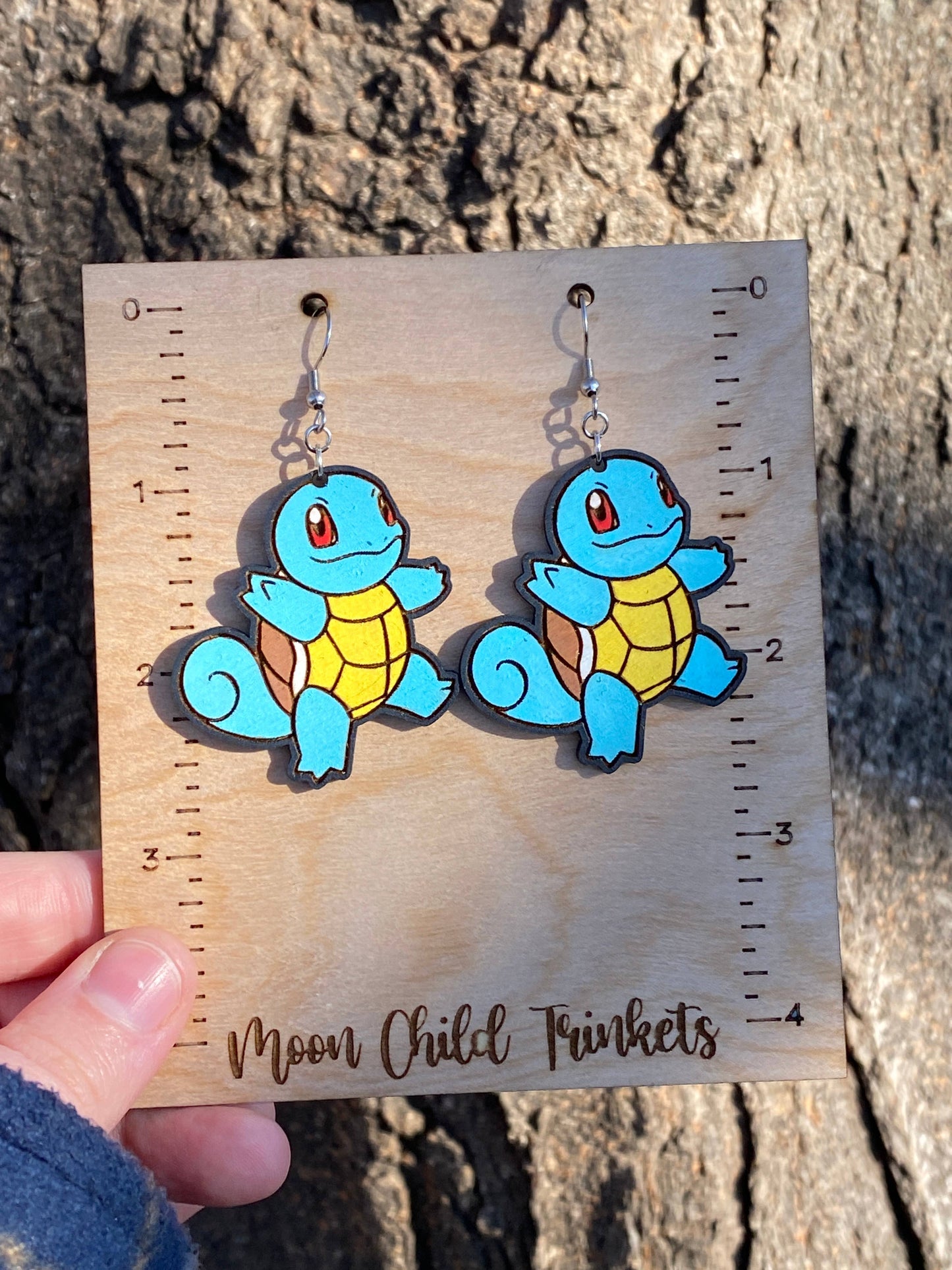 Squirtle Pokemon Hand Painted Dangle Earrings