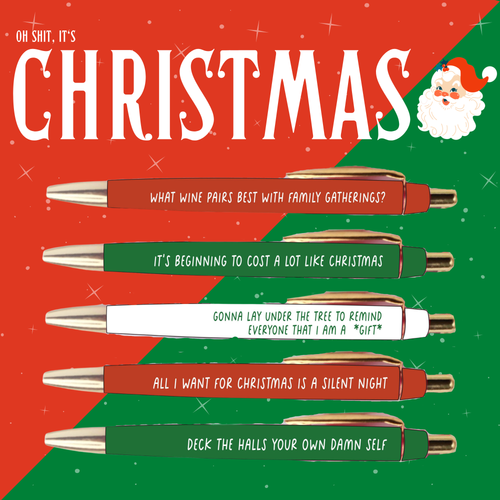 Christmas Pen Set (Holiday, pen, office, funny, unique, gift - Front & Company: Gift Store