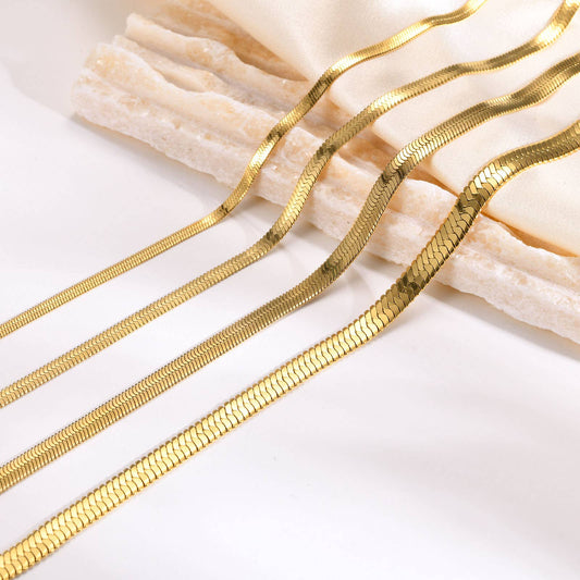 N021 herringbone necklace, herringbone gold necklace