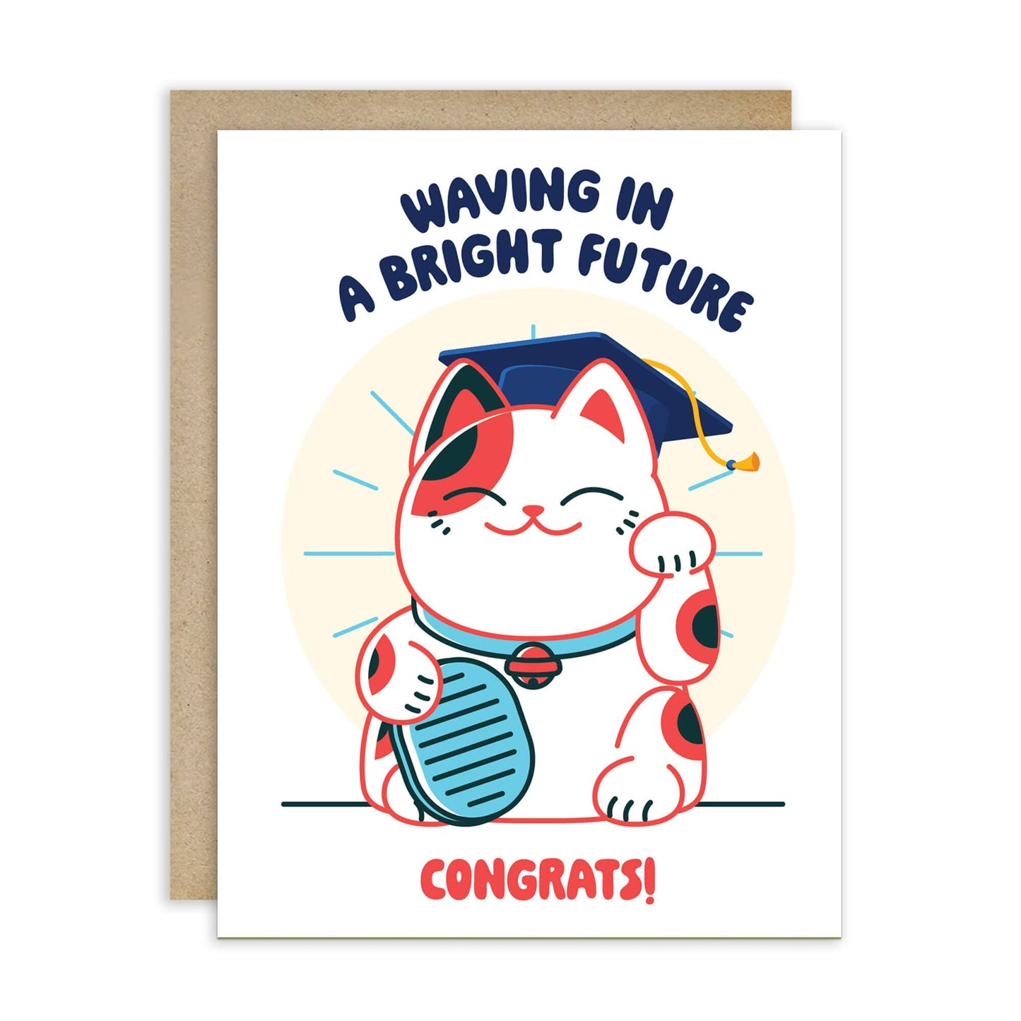Lucky Cat Graduation Card | Japanese Maneki Neko Congratulations Cap