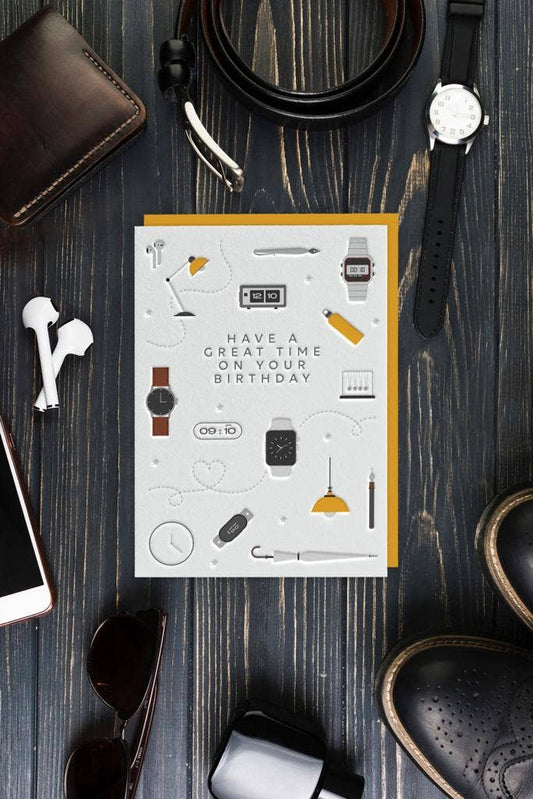 Gadgets & Watches (Birthday) Letterpress Style Card