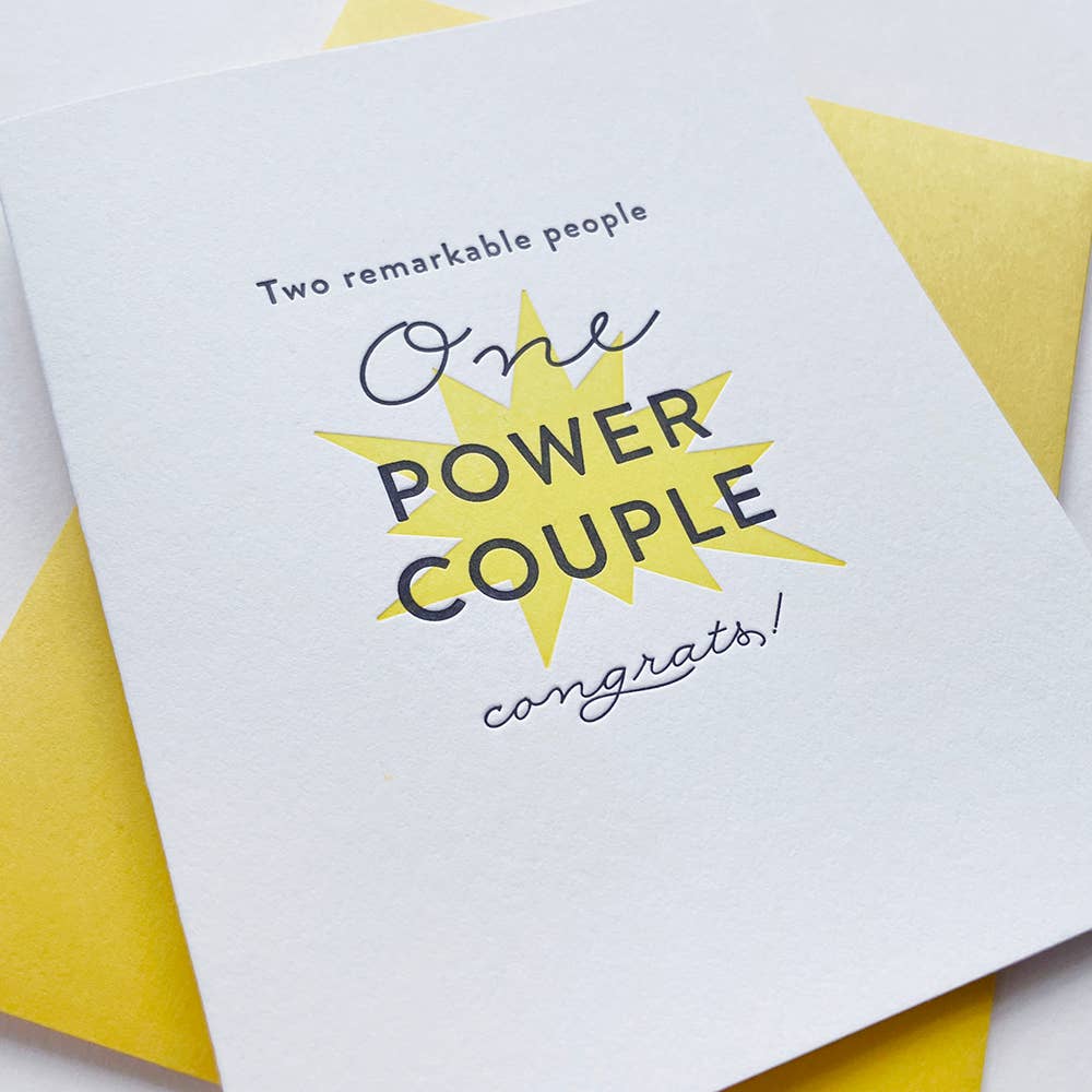 Power Couple - Letterpress Wedding Marriage Congrats Card