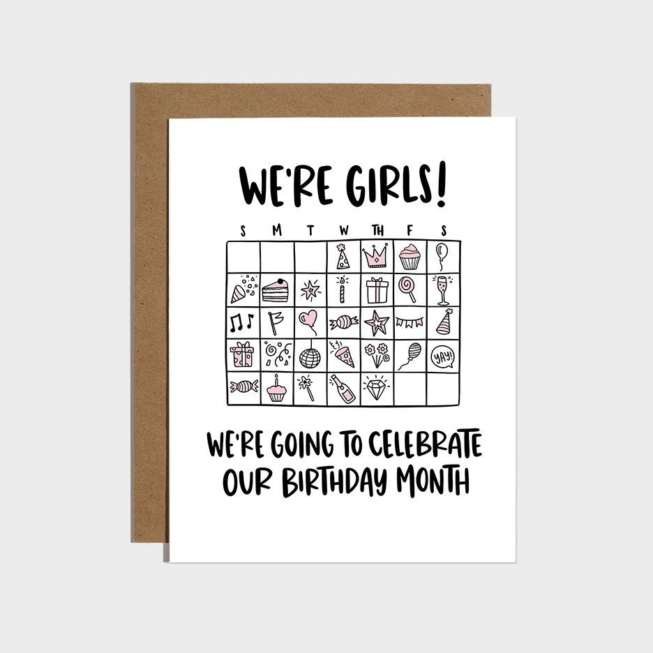 We're Girls! Birthday Month Card