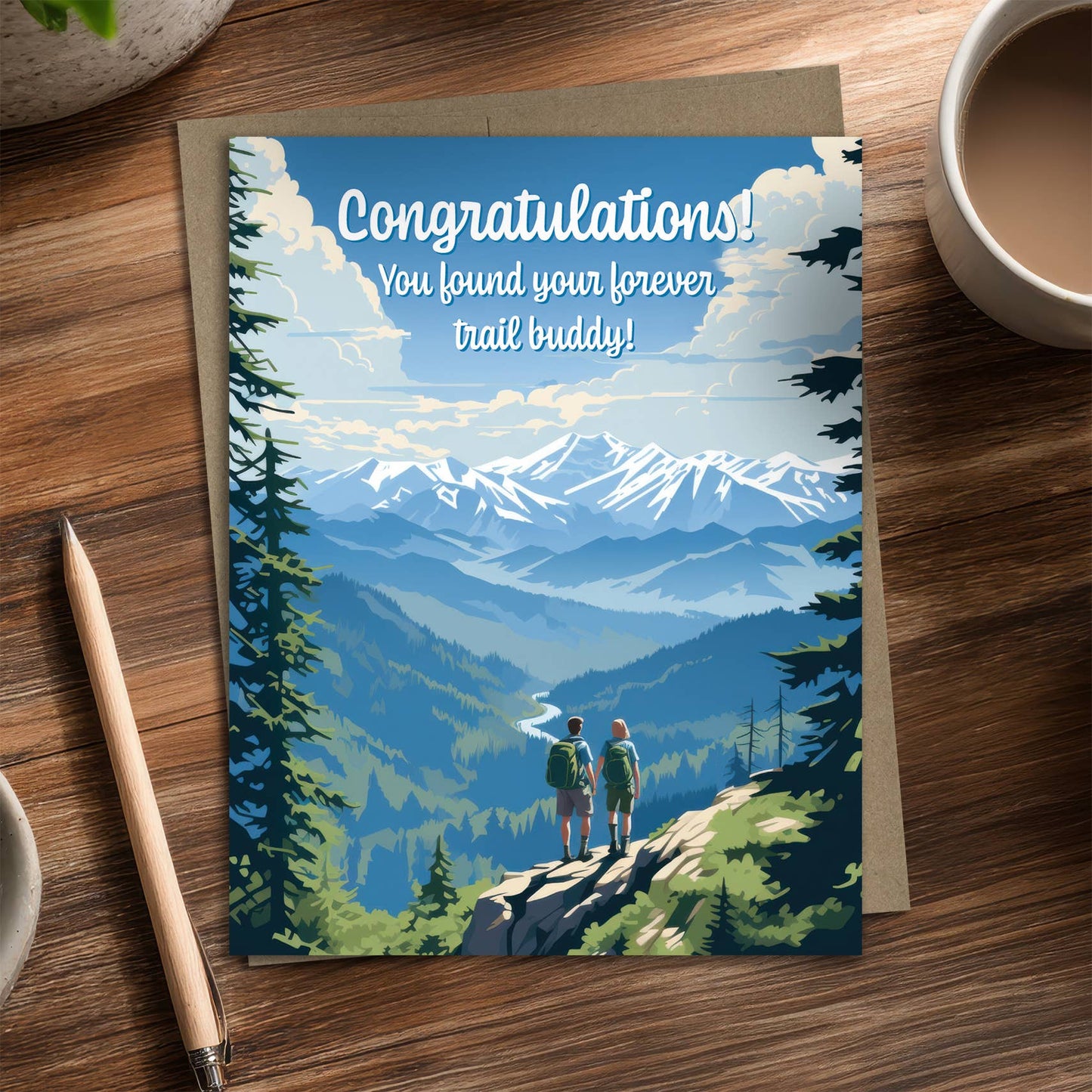 Forever Trail Buddy - Recycled Wedding Card for Hikers