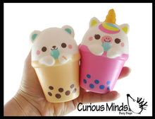 Load image into Gallery viewer, Animal Drinking 4&quot; Bubble Tea Drink Slow Rise Squishy Toys
