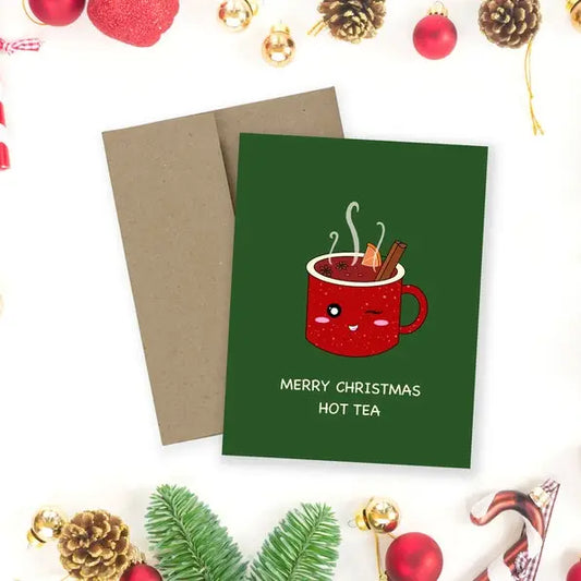 Merry Christmas Hot Tea Greeting Card