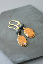 Load image into Gallery viewer, JLTE15 vintage orange glass earrings

