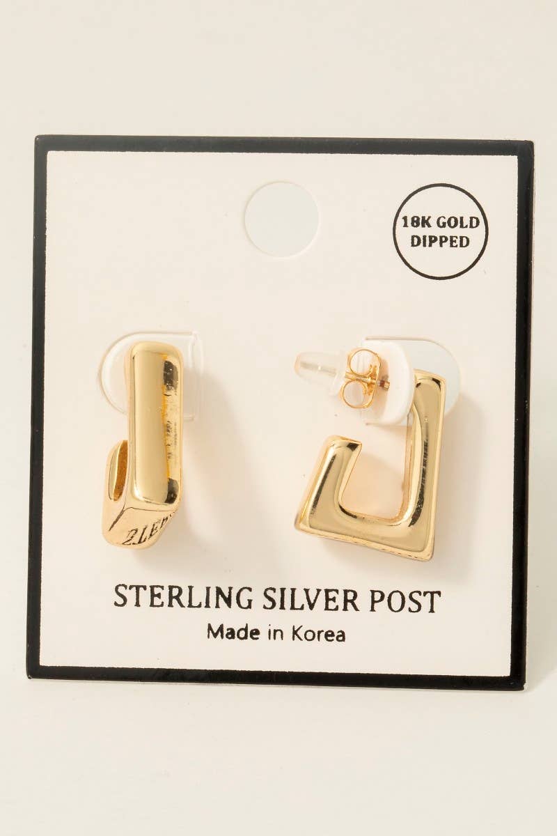 Gold Dipped Rectangle Hoop Earrings