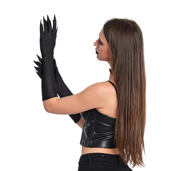 Black Long Gloves with Nails